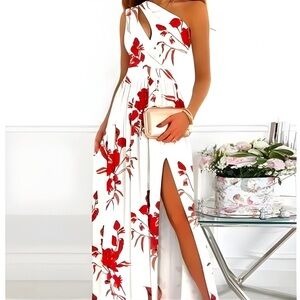 White asymmetrical patterned dress